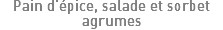 Pain d'épice, salade et sorbet agrumes